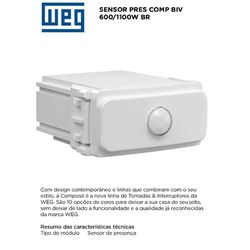 MODULO SENSOR DE PRESENÇA BIV WEG - 09239 - Comercial Leal