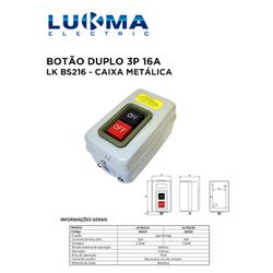 BOTÃO DUPLO LK BS216 3P 16A (CX METALICA) LUKMA ... - Comercial Leal