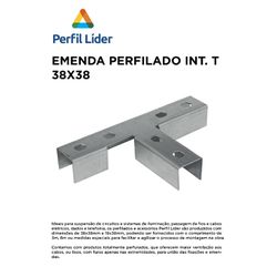 EMENDA PARA PERFILADO INTERNA T 38X38 - 11621 - Comercial Leal