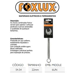 CHAVE COMBINADA 22MM FOXLUX - 01233 - Comercial Leal