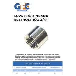 LUVA PRE ZINCADO. ELETROLITICO 3/4