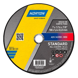 DISCO CORTE AÇO/INOX STANDARD 180X1.6 NORTON - 140... - Comercial Leal