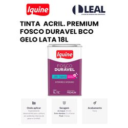 TINTA ACRÍLICA PREMIUM FOSCO DURÁVEL BCO NEVE LATA... - Comercial Leal