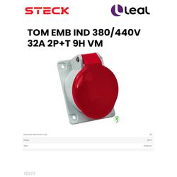TOMADA EMBUTIR INDUSTRIAL 380/440V 32A 2P+T 9H VM ... - Comercial Leal