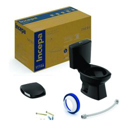 CONJUNTO BACIA COM CAIXA ACOPLADA 3/6 L PRETO + KI... - Comercial Prado
