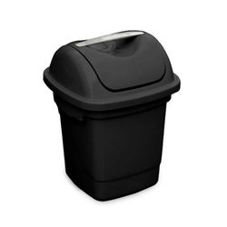 LIXEIRA PVC 10 L PRETO BASCULANTE - Comercial Prado