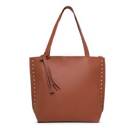 Bolsa Feminina Grande com Alça Transversal Marrom Claro Handbag Santucci 