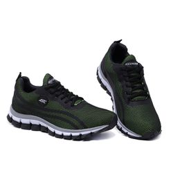 Tenis Esportivo Preto e Verde Confortavel Ascencio... - COMPRESHOES