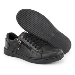 Sapatenis Masculino Conforto Couro Preto Ziper BR2 - COMPRESHOES