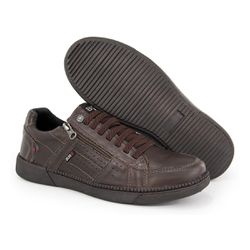 Sapatenis Masculino Conforto Couro Café Ziper BR2 - COMPRESHOES