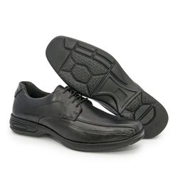 Sapato Social Sport Fino Masculino Couro Preto Con... - COMPRESHOES