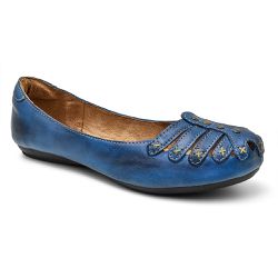 Sapatilha Feminina Couro Azul Bico Redondo 3001 Confort Bruna Paula