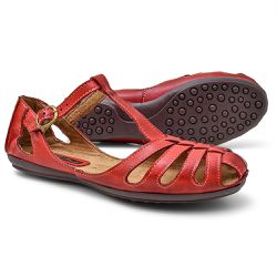 Sapatilha Feminina Couro Vermelho Bico Redondo Con... - COMPRESHOES
