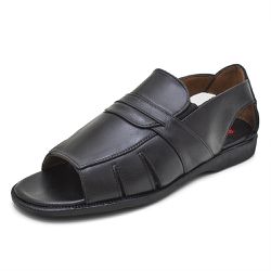 Sandália Masculina Couro Preto Extra Conforto Granado