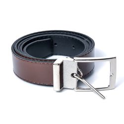 Cinto Dupla Face Masculino em Couro Cafe e Preto 3 cm Tradicional