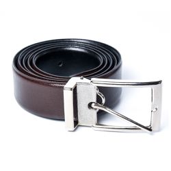 Cinto Dupla Face Masculino em Couro Cafe e Preto 3 cm Wallidel