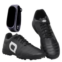Kit Chuteira Confort Futebol para Grama Preto e Br... - COMPRESHOES