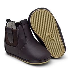 Bota Botinha Bebe Couro Marrom Primeiros Passos Co... - COMPRESHOES
