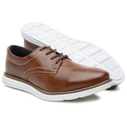 Sapato Oxford Masculino Marrom Confort Com Cadarço... - COMPRESHOES