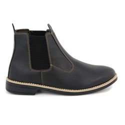 Botina Masculina Chelsea Couro Preto Confort Refor... - COMPRESHOES