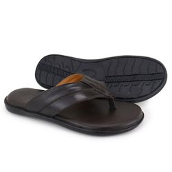 Chinelo Sandália Masculino Couro Marrom Dedo Ortopédica Granado