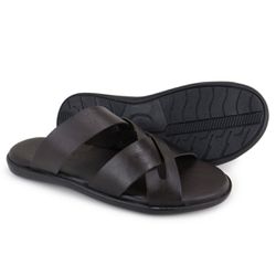 Chinelo Sandália Masculino Couro Marrom Confort Ortopédica Granado