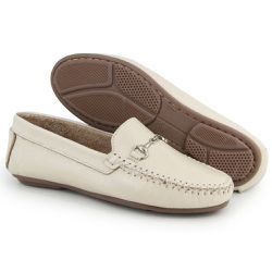 Mocassim Feminino Moderno Confort Couro Off White ... - COMPRESHOES