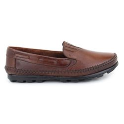 Sapatilha Mocassim Masculina Ortopédico Confort Couro Marrom Claro Granado