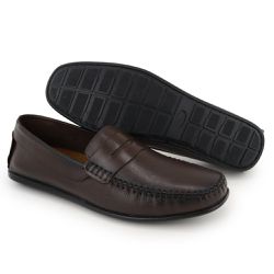 Mocassim Masculino Couro Marrom Ortopédico Confort... - COMPRESHOES