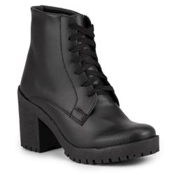 Bota Coturno Feminino Confortavel Preto com Salto Logo do Serrado
