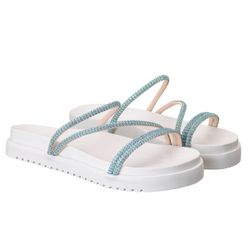 Papete com Brilho Glamouroso Conforto Branco e Azu... - COMPRESHOES