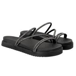Papete com Brilho Glamouroso Conforto Preto Modern... - COMPRESHOES