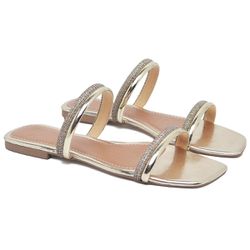 Rasteirinha Feminina Prática Confortável Dourada V... - COMPRESHOES
