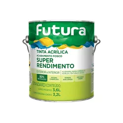 Tinta Acrílica Fosca Standard 3,6 LITROS - SUPER RENDIMENTO - FUTURA - CONSTRUTINTAS
