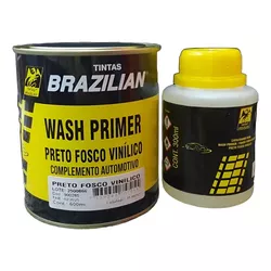 KIT Wash Primer Preto Fosco Vinílico 600ml + Endurecedor 300ml - BRAZILIAN - CONSTRUTINTAS