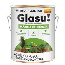 Tinta Acrílica Fosca Standard 3,6 Litros - GLASU! MÁXIMA EFICIÊNCIA - CONSTRUTINTAS