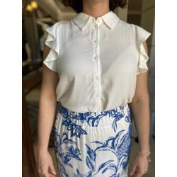 Camisa Crepe Babado Off White - CONSULADO DA MODA