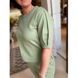 Blusa Malha Manga Prega Verde Oliva - CONSULADO DA MODA
