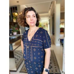 Blusa Cropped Estampa Azulejo - CONSULADO DA MODA