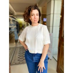 T-Shirt Crepe Retilínea Off White - CONSULADO DA MODA