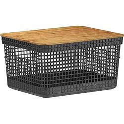 Cesto Organizador Grid 8L Tampa Bambu Pto - Martip... - Cores Vivas Home Center