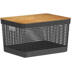 Cesto Organizador Grid 20L Tampa Bambu Pto - Marti... - Cores Vivas Home Center