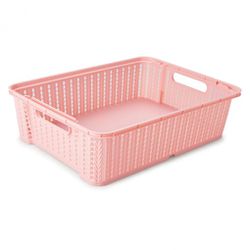 Cesta Trama Retangular 5,8L Rosa Plasutil - Cores Vivas Home Center