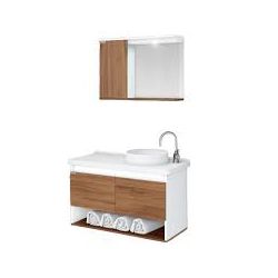 KIT BERGAMO SUSPENSO 83,5CM COM LAVATÓRIO E ESPELH... - Cores Vivas Home Center