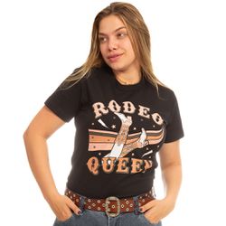 Camiseta Feminina Rodeo Queen Preta - Camiseta Fem... - Country Shop Botas Texanas