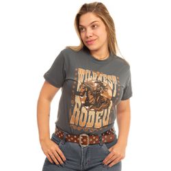 Camiseta Feminina Country Wild West Rodeo Cinza - ... - Country Shop Botas Texanas