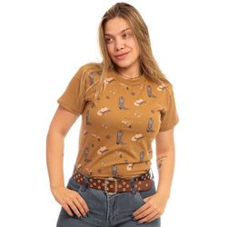 Camiseta Feminina Country Classic Marrom - Camiset... - Country Shop Botas Texanas