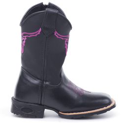 Bota Infantil Texana Boi Desenhado Rosa - 001 - Country Shop Botas Texanas