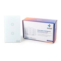 INTERRUPTOR VIDRO 2 BOTAO BRANCO ZIGBEE 3.0 EKAZA - Couto Materiais 