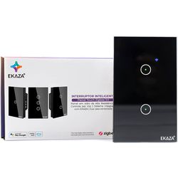 INTERRUPTOR VIDRO 2 BOTOES PRETO ZIGBEE 3.0 EKAZA - Couto Materiais 